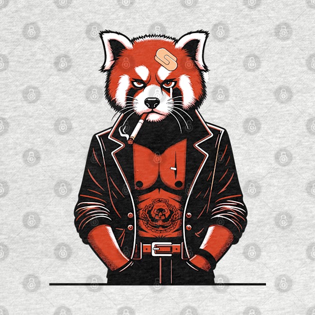 Yakuza Red panda - Tattooed & Fierce 90s Cartoon Art by TimeWarpWildlife